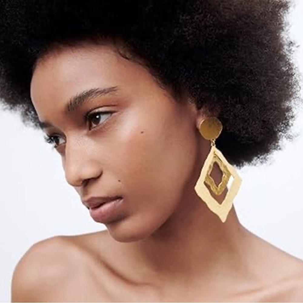 Geo Gold Drop Earrings